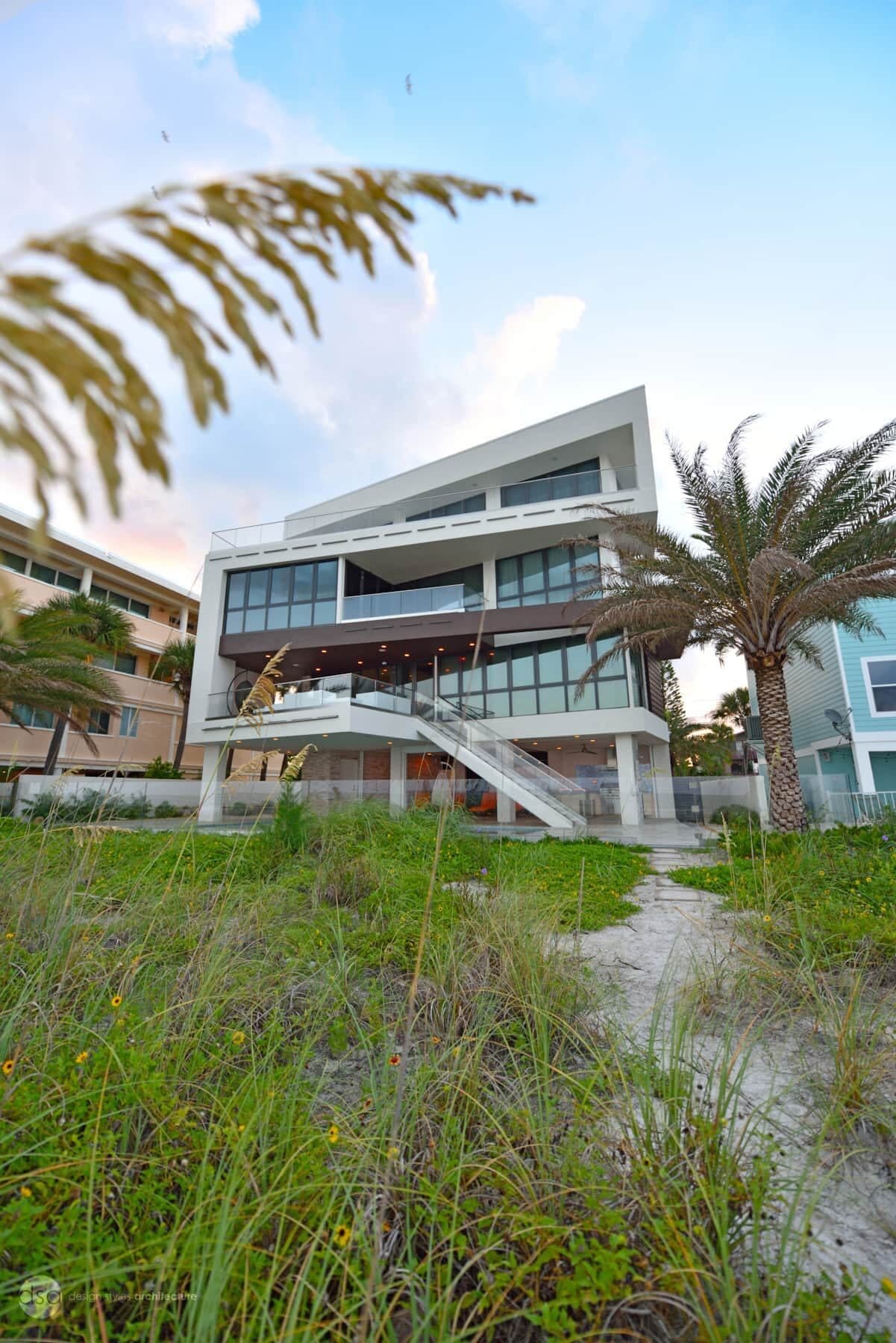 SEASALT beach home at sunset on Florida's Gulf Coast